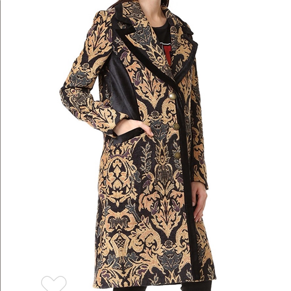FREE PEOPLE Jacquard Blocked Tapestry Coat Jacket - Picture 4 of 8